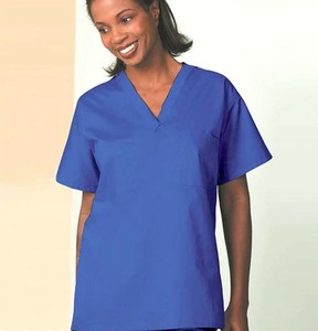 lot 66649 image: APPEARS NEW - Fashion Seal Scrub Tops Style 6850 & 6840 Royal Blue (Size Small) 2 Pack