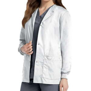 lot 66676 image: APPEARS NEW - Landau Womens Snap Front Warm-up Scrub Jacket Style7525WWP (Size Small)