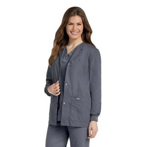 lot 66680 image: APPEARS NEW - Landau Essentials Relaxed Fit 4-Pocket Snap-Front Scrub Jacket for Women 7525 STP (Size 3XL)  - Retail $51