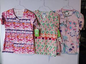 lot 66681 image: APPEARS NEW - Landau, BIO and WSGear Medical Scrub Tops Collection (Size XS) 3 Pack