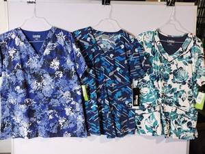 lot 66683 image: APPEARS NEW - Landau & Greys Anatomy Medical Scrub Tops Collection (Size Medium) 3 Pack