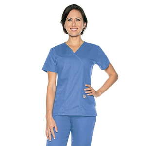 lot 66691 image: APPEARS NEW - Landau Womens Scrub Zone Classic Relaxed Fit Breathable Fade Resistant 2 Pocket Pull Over Tunic Scrub, Style 70224 & 70221(Size Small) 2 Pack
