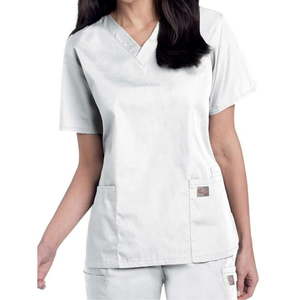 lot 66693 image: APPEARS NEW - ScrubZone by Landau Women s V-Neck Scrub Top Style 70221 White (Size Large) 2 Pack