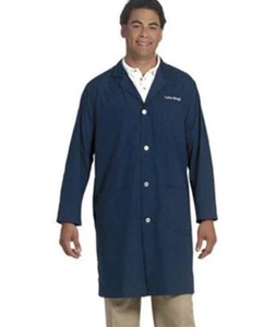 lot 66713 image: APPEARS NEW - Fashion Seal Healthcare Navy Lab Coat (Size Large)