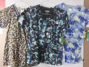 lot 66757 image: APPEARS NEW - WS Gear & Landau Medical Scrub Tops (Size XS) Lot of 3