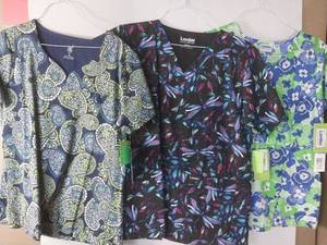 lot 66760 image: APPEARS NEW - Landau & MC2 Medical Scrub Tops (Size Medium) Lot of 3