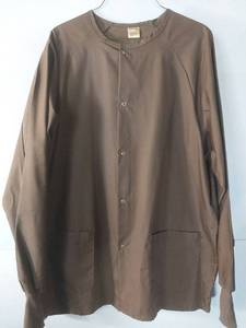lot 66770 image: APPEARS NEW - Fashion Seal Healthcare Brown Snap Front Jacket (Size Medium)