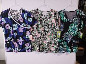 lot 66817 image: APPEARS NEW - Landau & Koi Medical Scrub Tops Collection (Size Medium) 3 Pack