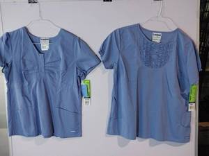 lot 66870 image: APPEARS NEW - Landau Medical Scrub Tops (Size Large) 2 Pack Style 8149 BCP & 8125 BCP