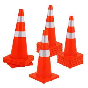 lot 2 image: $80 6-Pack Traffic Cones 28in w Reflective Collars, PVC Base, Orange