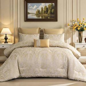 lot 8 image: $90 ALPHA HOME KING Size Jacquard Bedding Comforter Set - All Season, Light