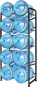 lot 18 image: $60 5-Gallon Water Bottle Holder for 10 Bottles, 5-Tier Rack, Black