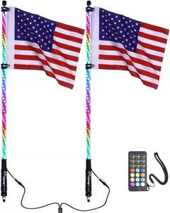 lot 27 image: $120 2-Pack 5ft RF Remote RGB LED Whips Light for ATVUTV Jeep