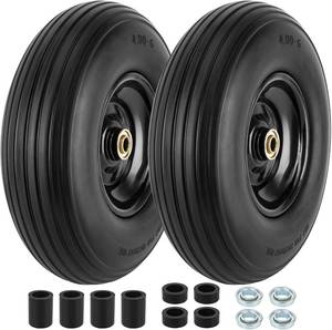 lot 28 image: 4.00-6 Flat-Free Tire & Wheel, 13in Wheelbarrow Wheels (2 pcs)