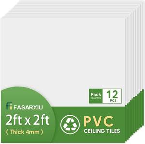 lot 46 image: $76 24x24 White Waterproof PVC Ceiling Tiles - Case of 12