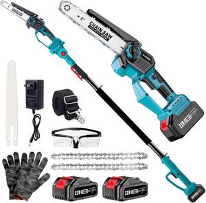 lot 52 image: $110 2-in-1 Cordless Pole Saw & 8 Mini Chainsaw, 21V 4.0Ah