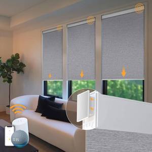 lot 66 image: $83 Motorized Cordless Roller Shades with Remote, Grey 32x72