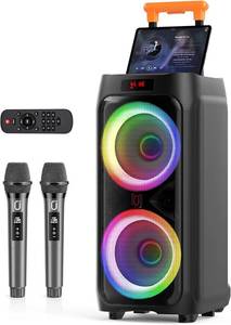 lot 78 image: $200 JYX Karaoke Machine with 2 Wireless Mics, 24 Portable BT Speaker