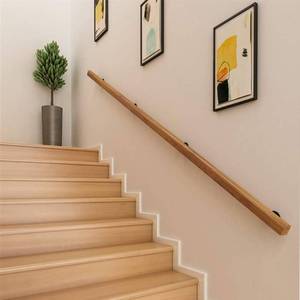 lot 92 image: $118 CMMC 1ft-20ft Handrails Kit Natural Wood Wall Mount Grab Bar