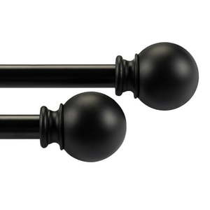 lot 93 image: Deco Window 2pc Black Adjustable Curtain Rod Set - 48-84 58