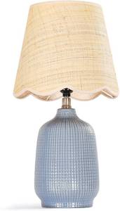 lot 95 image: $51 Pia Ricco 19 Modern Ceramic Table Lamp, BEIGE Base, Rattan Shade