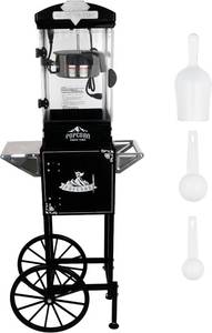 lot 100 image: $260 10 Oz Popcorn Machine with Cart (Black) - One-Touch, 30-40 Cups