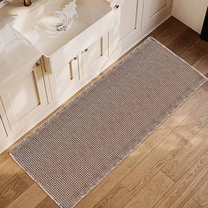 lot 101 image: ZALL Tan Waffle Bath Mat, Non-Slip Long Runner, 24x60in