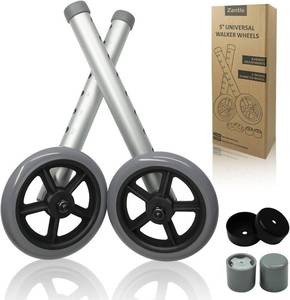 lot 102 image: Universal Walker Wheels Replacement - 5in, for Walkers 1 Pair