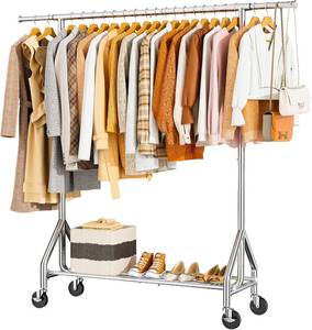 lot 107 image: $70 Heavy Duty Clothes Rack 450 LBS, Metal Garment Rack with Wheels