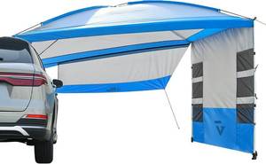 lot 124 image: $130 JOYTUTUS 11.5x7.9 ft Awning, 3-Side, UV50, PU2000mm, Gray-Blue
