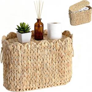 lot 139 image: Wicker Toilet Paper Holder with Lid, Organizer Holds 9 Rolls