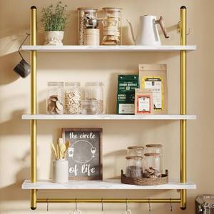 lot 152 image: $76 Bestier 31 Pipe Shelving - 3-Tier Wall Shelves, White Marble