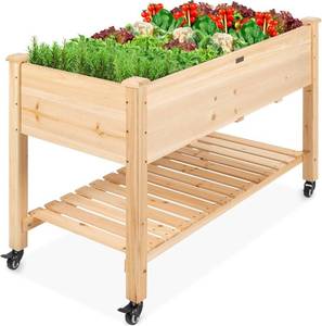 lot 153 image: $116 Best Choice Products Raised Garden Bed 48x24x32-in Mobile Planter