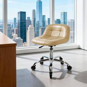 lot 160 image: $100 Rolling Stool Chair with Wheels, Adjustable PU Leather Cushion