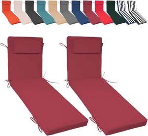 lot 175 image: $112 Chaise Lounge Cushions Outdoor Set of 2, 72x21x3, Burgundy