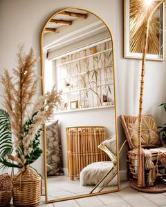 lot 196 image: Antok Full Length Mirror 58x19 Floor Freestanding Stand Gold