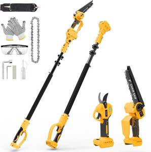 lot 208 image: $160 2-in-1 Cordless Pole Saw and mini chainsaw,