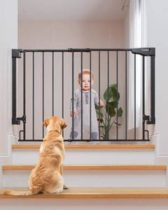 lot 212 image: $60 Cumbor 29.2 43in Baby Gate for Stairs, Wall-Mounted, Auto-Close