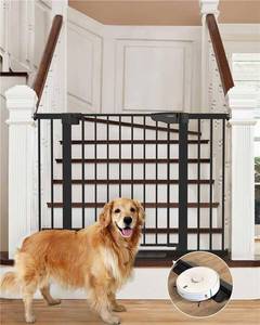 lot 215 image: $90 Cumbor 29.7-46 Baby Gate for Stairs, Auto-Close, Black