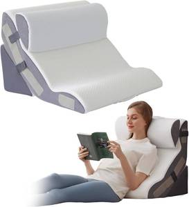 lot 242 image: 3-Piece Wedge Pillow Set for After Surgery - Foam, 10-in-1, White
