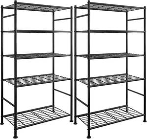 lot 245 image: $90 Storage Racks - 2-Pack, 5-Tier Steel Shelving, 33.5x12.6x72, Black