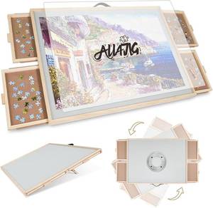 lot 250 image: $120 ALL4JIG 2000-Piece 2-in-1 Tilting Puzzle Board, Wooden Table