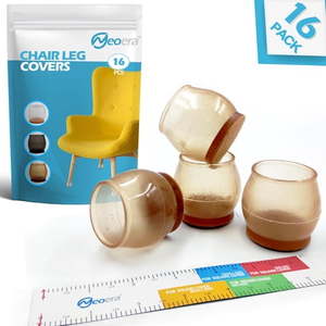 lot 290 image: Neoera Chair Leg Covers 16 Pcs Round Brown with Felt Silicone Pads