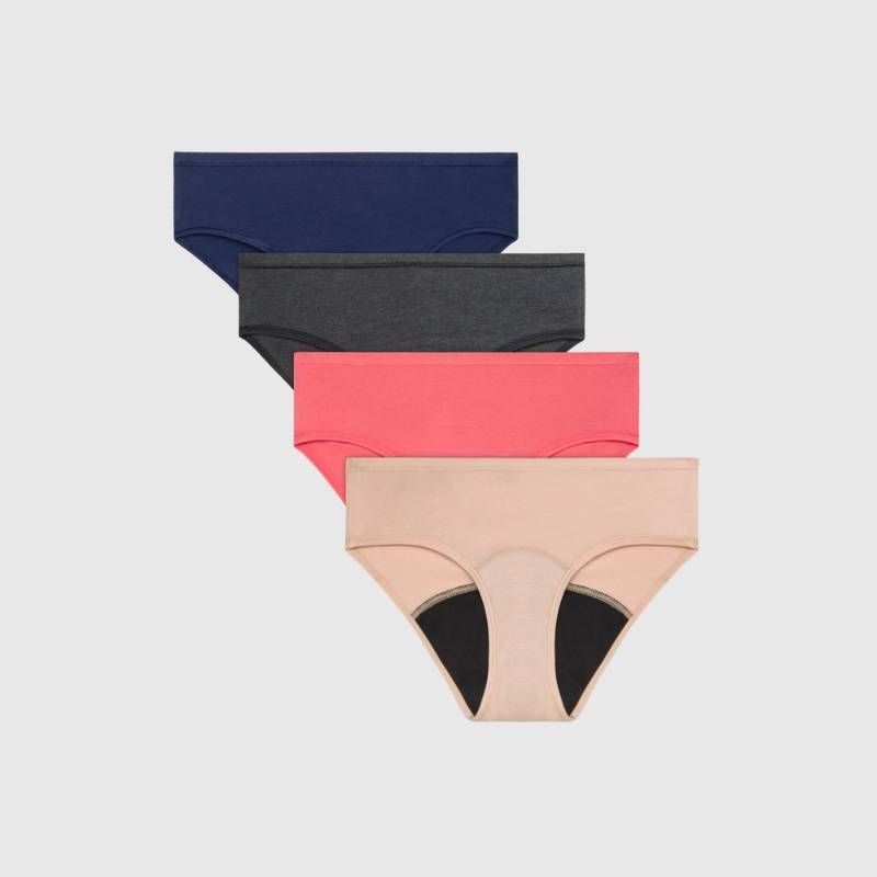 lot 9950 image: Hanes Girls 4pk Hipster Period Underwear Moderate Protection - colors may vary 10 - Retail $19