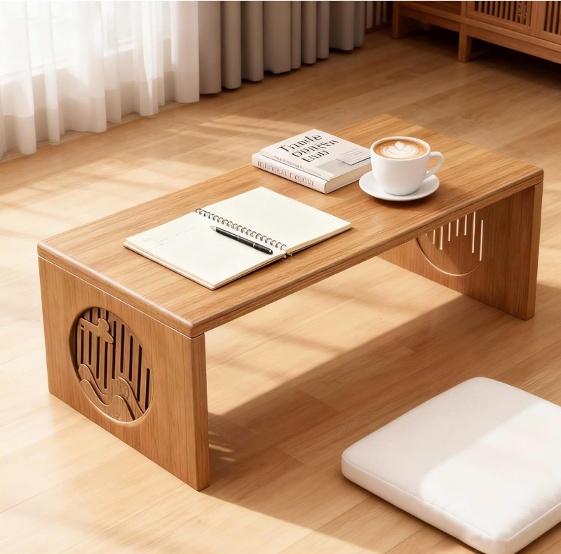 lot 1035 image: Folding Coffee Table, Foldable Japanese Floor Table No Assembly, Low Coffee Table for Sitting On The Floor, Small Coffee Tables for Living Room Meditation Tea Room Tatami Dining 39.4 Inch