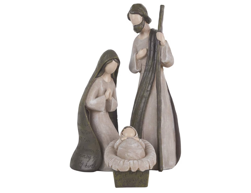 lot 1254 image: The Nativity Store - Holy Family Silent Night Nativity Set - Manger Scene - Christmas Decorations - Indoor Holiday Decor (3 PC Set) damage to Mary
