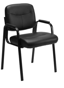 lot 2983 image: Sweetcrispy Office Reception Guest Chair No Wheels Single chair Leather Stationary Waiting Room Chairs with Padded Arms for Elderly Desk Conference Room Lobby Table Side Salon, Inky - Retail $0
