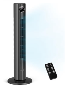 lot 2984 image: ZAFRO Tower Fan for Bedroom, 37��Standing Fans with Remote, 90° Oscillating Fan with 12H Timer, Bladeless Fan with 4 Modes & 3 Speeds, Grey - Retail $0