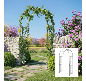 lot 2998 image: Biciyarn Metal Garden Arch Large Size, 100 in H x 48 in L Garden Arch Trellis, Garden Trellis for Climbing Plants Outdoor, Garden Arbor for Lawn, Party, Outdoor Garden Arbor - Retail $0