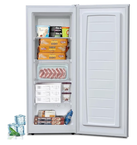 lot 3001 image: 6.0 Cu.Ft Mini Freezer Compact Upright Freezer, Small Stand Up Freezer with Adjustable Thermostat, Removable Glass Shelves, for Bedroom, Home, Office, Commercial,White (no shelves) does power on - Retail $0